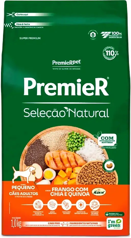 Ração Premier Pet Seleção Natural Frango Korin com Chia & Quinoa Cães Adultos Raças Pequenas