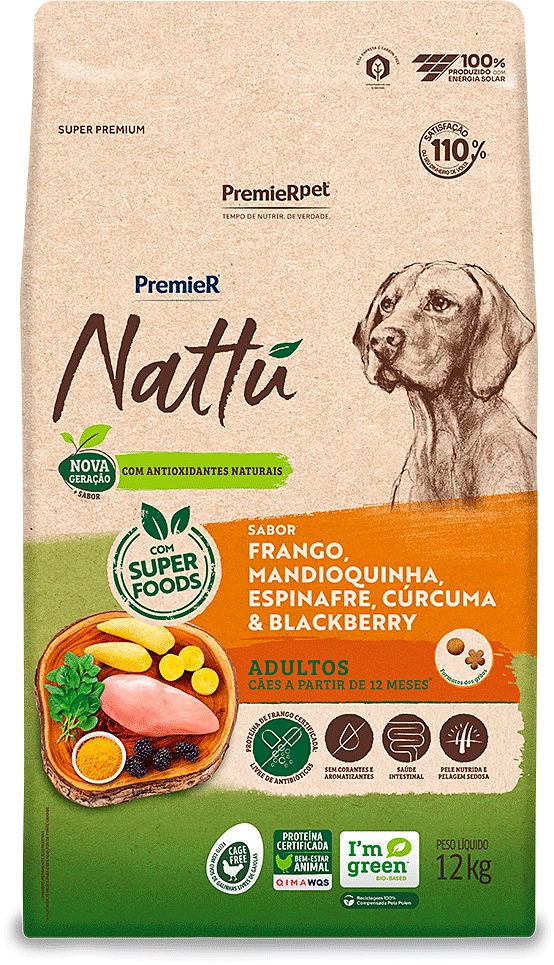 Ração Seca PremieR Nattú Mandioquinha para Cães Adultos