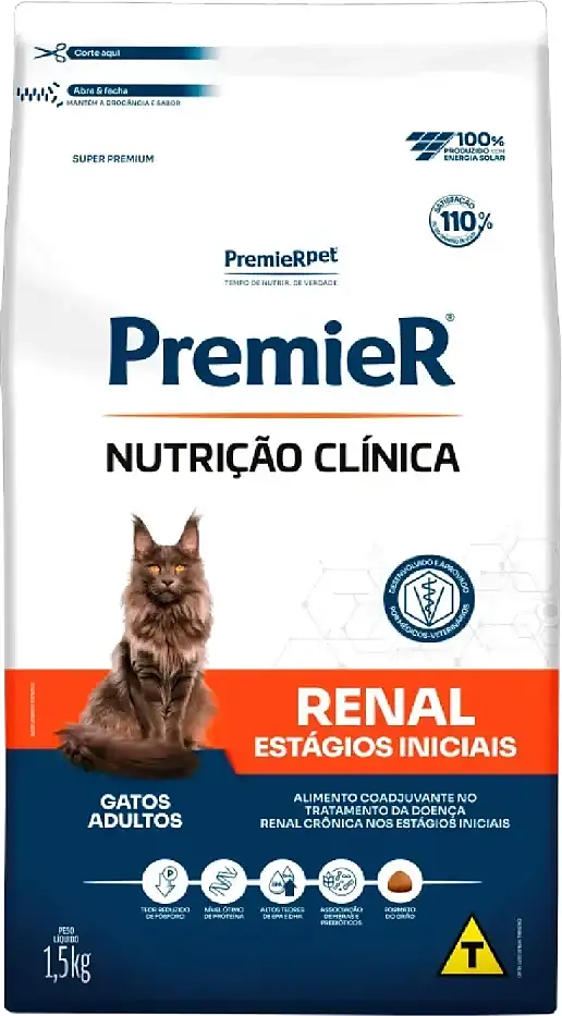 Ração Seca PremieR Nutrição Clínica Renal Estágios Iniciais para Gatos Adultos