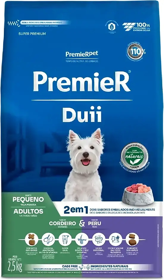 Ração Seca PremieR Pet Duii Cordeiro e Peru para Cães Adultos Pequeno Porte