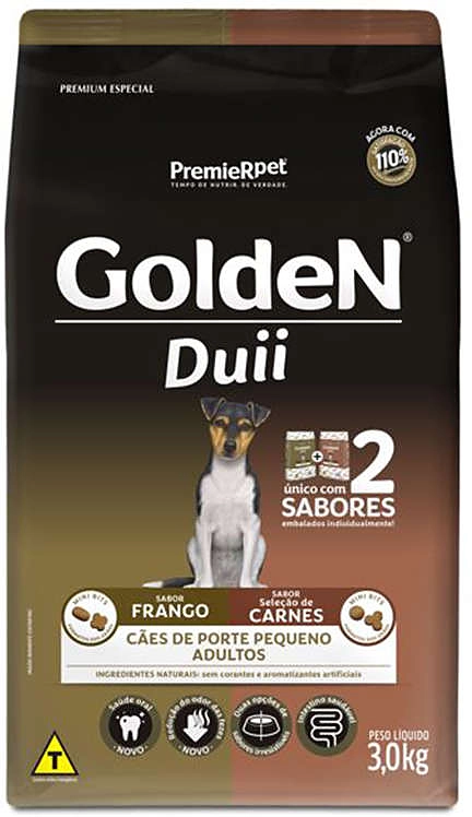 Ração Seca PremieR Pet Golden Duii Frango e Carne para Cães Adultos Pequeno Porte