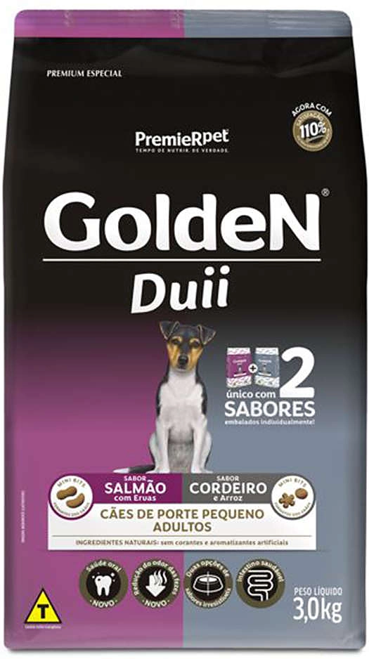Ração Seca PremieR Pet Golden Duii Salmão e Cordeiro para Cães Adultos Pequeno Porte