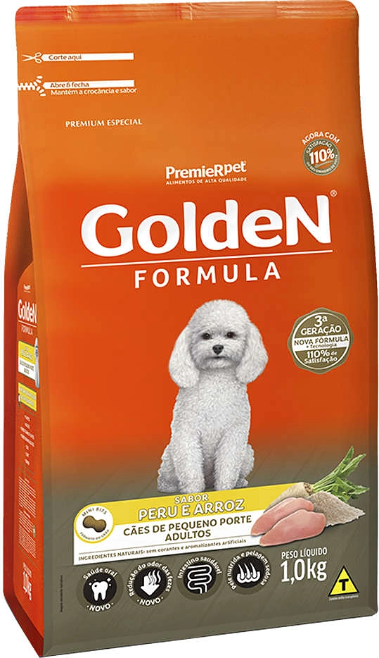 Ração Seca PremieR Pet Golden Formula Peru & Arroz para Cães Adultos de Pequeno Porte