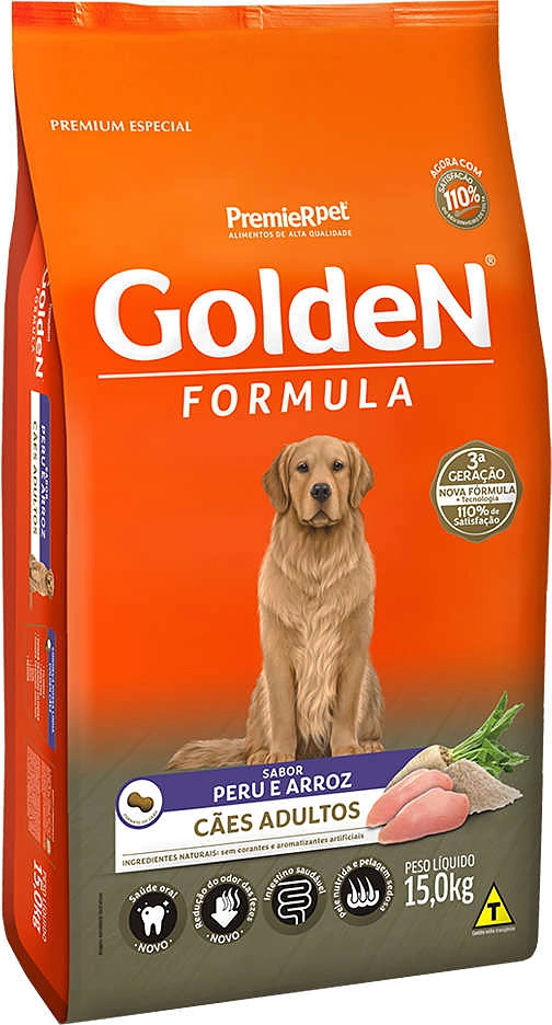 Ração Seca PremieR Pet Golden Formula Peru & Arroz para Cães Adultos