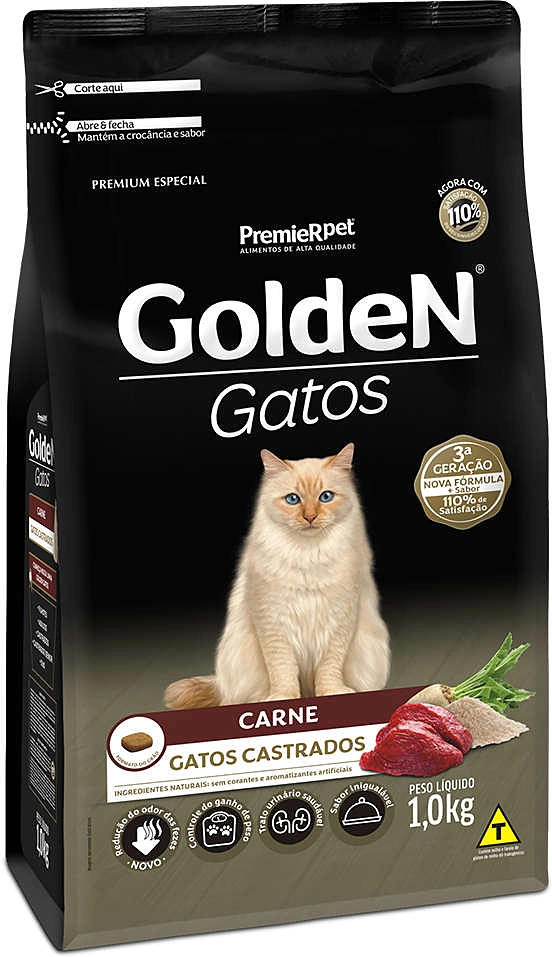 Ração Seca PremieR Pet Golden Gatos Adultos Castrados Carne
