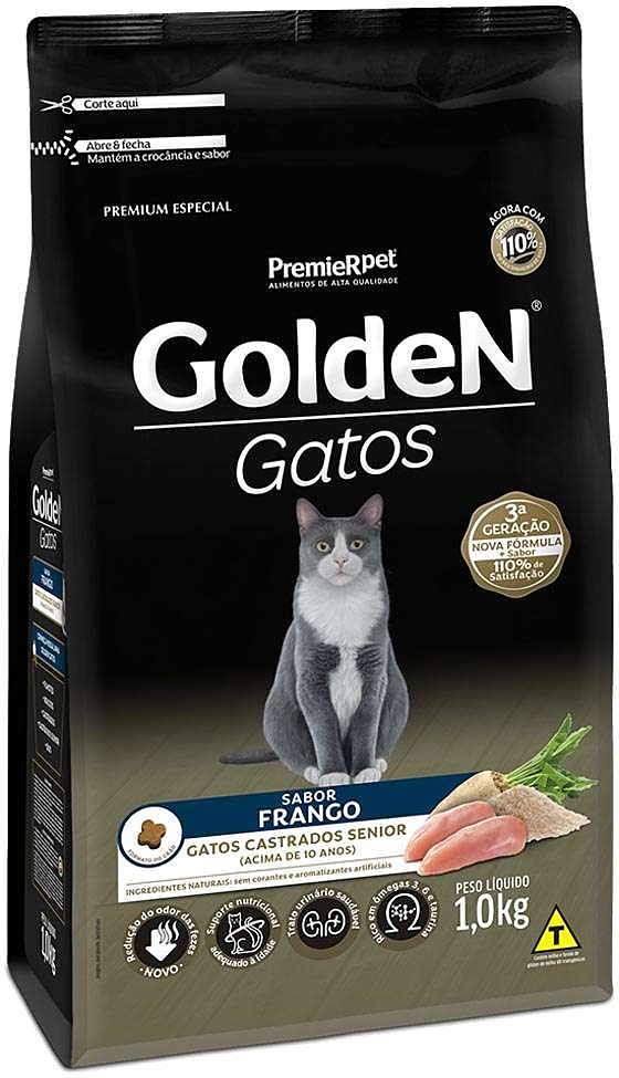 Ração Seca PremieR Pet Golden Gatos Castrados Sênior Frango