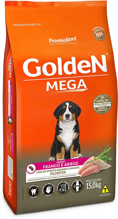Ração Seca PremieR Pet Golden Mega Cães Filhotes Raças Grandes Frango e Arroz