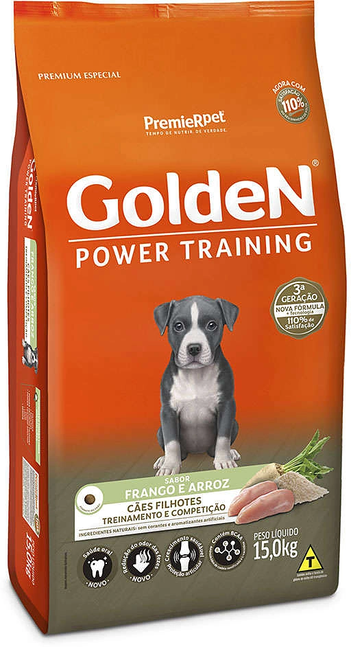 Ração Seca PremieR Pet Golden Power Training Cães Filhotes Frango e Arroz - 15 Kg