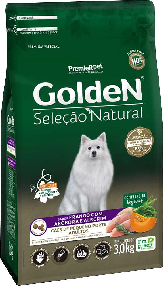 Ração Seca PremieR Pet Golden Seleção Natural Frango, Abóbora e Alecrim para Cães Adultos Raças Pequenas