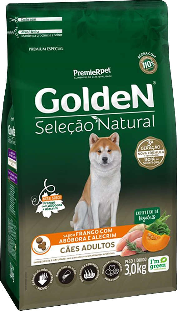 Ração Seca PremieR Pet Golden Seleção Natural Frango, Abóbora e Alecrim para Cães Adultos