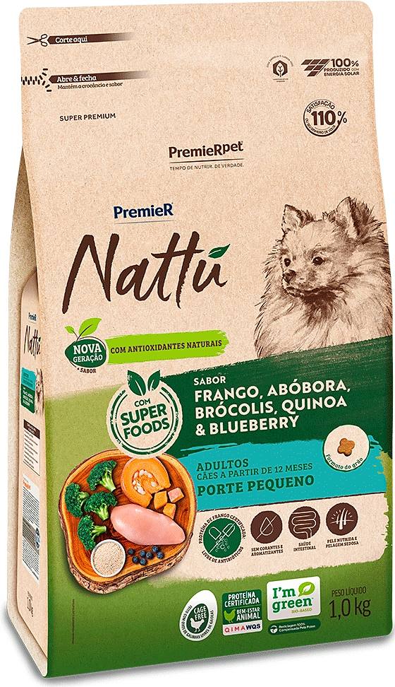 Ração Seca PremieR Pet Nattú Abóbora para Cães Adultos de Pequeno Porte