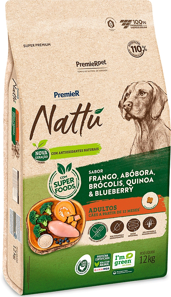 Ração Seca PremieR Pet Nattú Abóbora para Cães Adultos