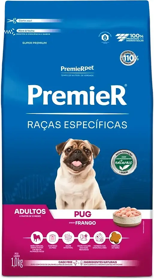 Ração Seca Premier Pet Raças Especificas Pug para Cães Adultos Porte Pequeno