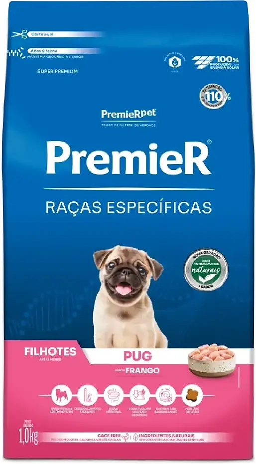 Ração Seca Premier Pet Raças Especificas Pug para Cães Filhotes Porte Pequeno