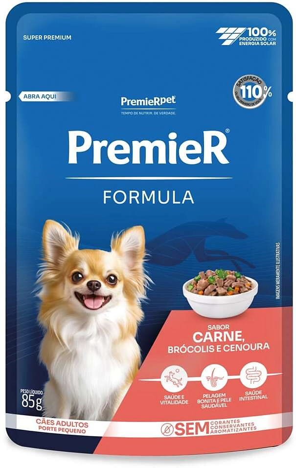 Ração Úmida Premier Fórmula para Cães Adultos Raças Pequenas sabor Carne e Brócolis
