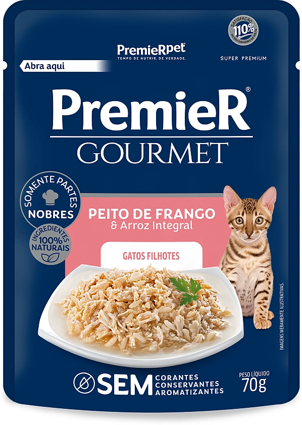 Ração Úmida PremieR Gourmet Peito de Frango e Arroz Integral para Gatos Filhotes