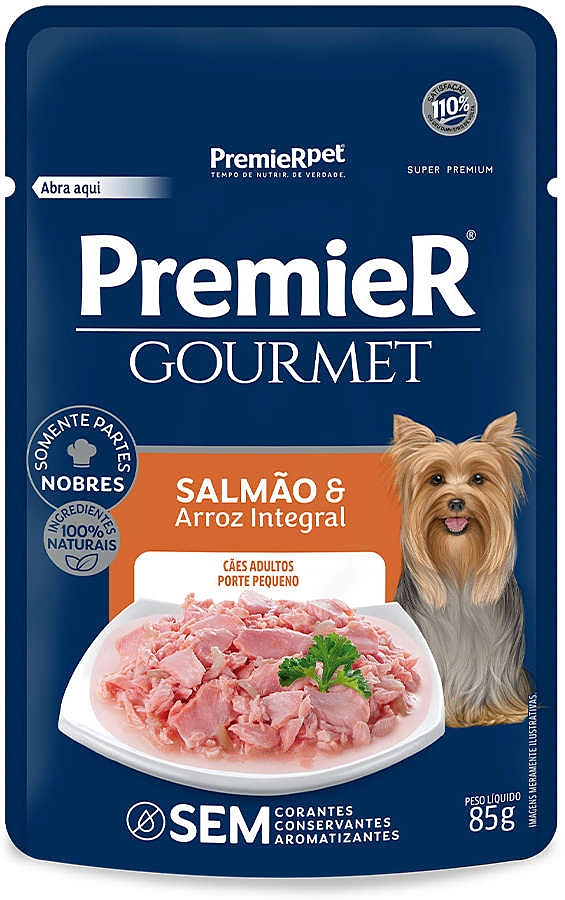 Ração Úmida Premier Gourmet Salmão e Arroz Integral para Cães Adultos Porte Pequeno