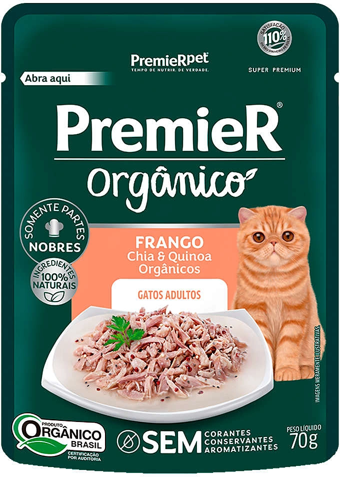 Ração Úmida PremieR Orgânico Frango para Gatos Adultos