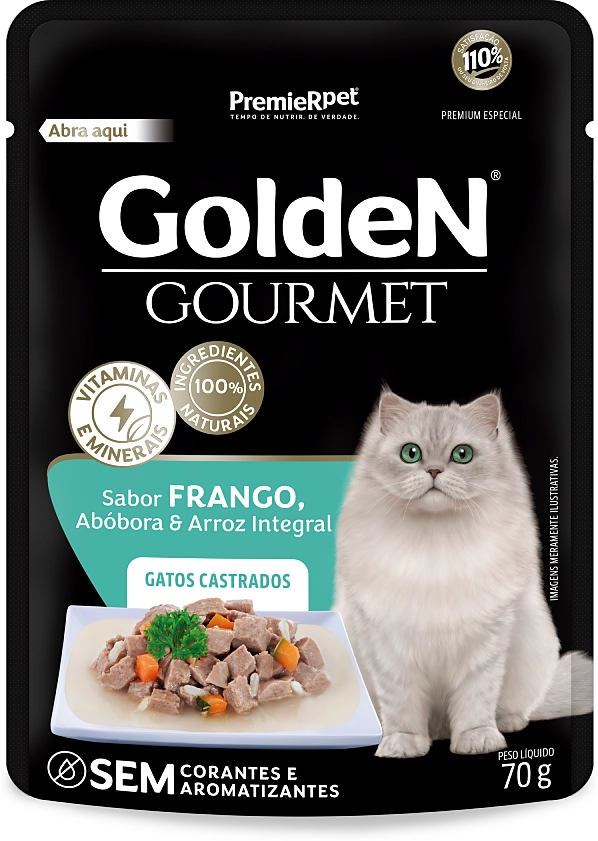 Ração Úmida PremieR Pet Golden Gourmet Frango para Gatos Castrados