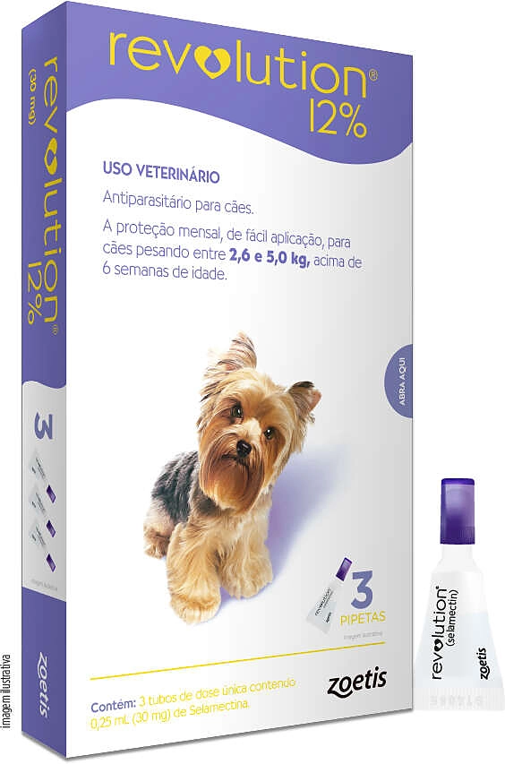 Revolution 12% Antipulgas para Cães de 2,5 a 5 kg