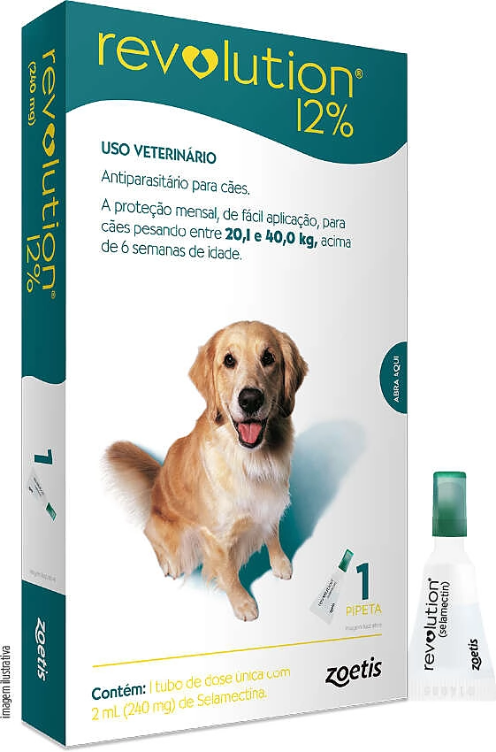 Revolution 12% Antipulgas para Cães de 20 a 40 kg