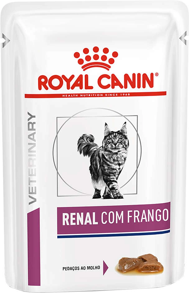 Ração Royal Canin Sachê Feline Veterinary Diet Renal Frango para Gatos com Doença nos Rins