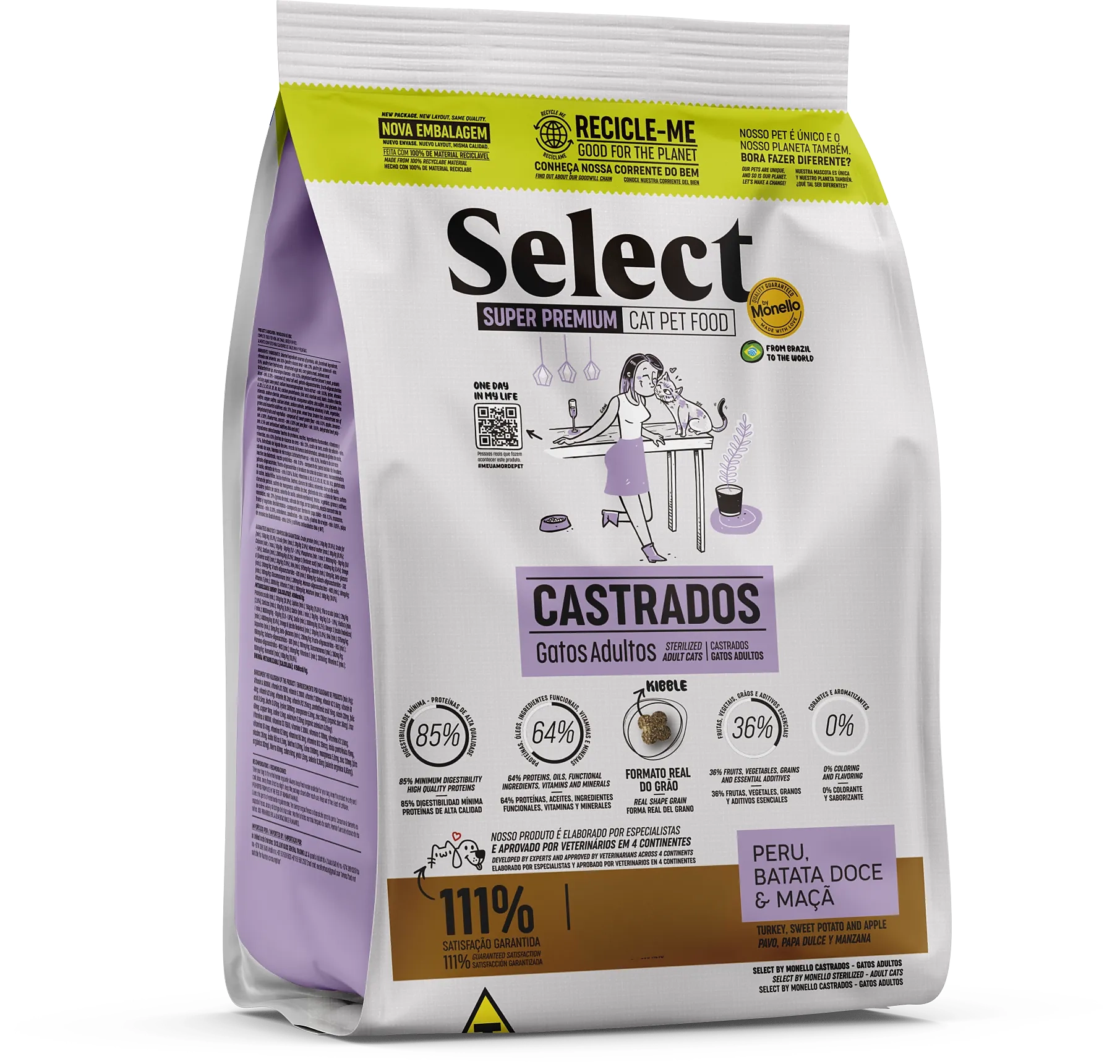 Select By Monello Castrados – Gatos Adultos – Peru, Batata Doce e Maçã