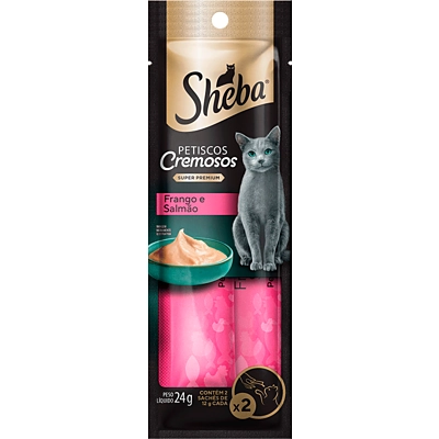 Petisco Sheba Cremoso Sabor Frango e Salmão para Gatos Adultos