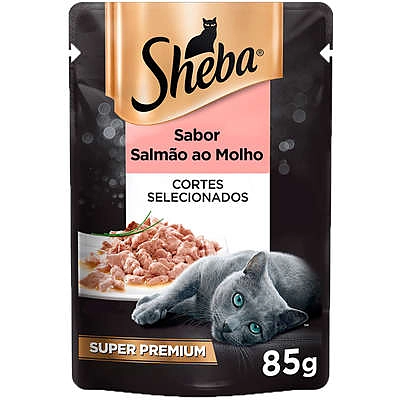 Ração Úmida Sheba Sachê Cortes Selecionados Sabor Salmão ao Molho para Gatos Adultos