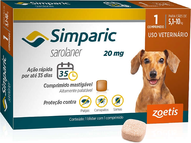 Simparic 20 mg (Cães 5,1 a 10 kg)