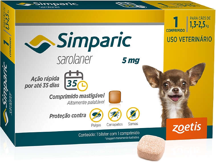 Simparic 5 mg (Cães 1,3 a 2,5 kg)