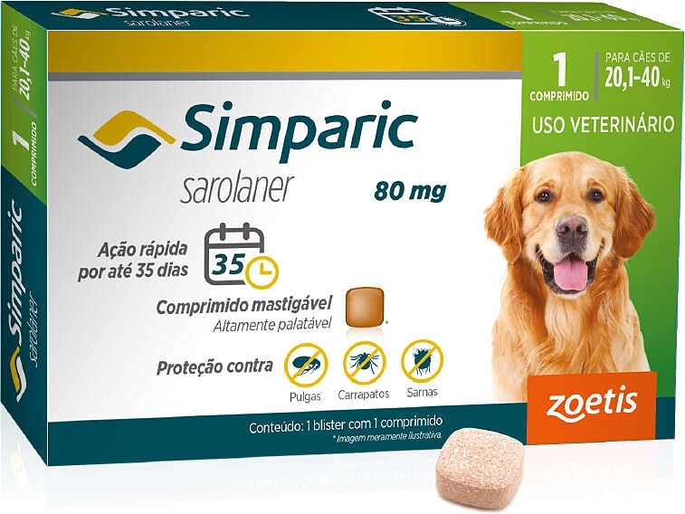 Simparic 80 mg (Cães 20,1 a 40 kg)