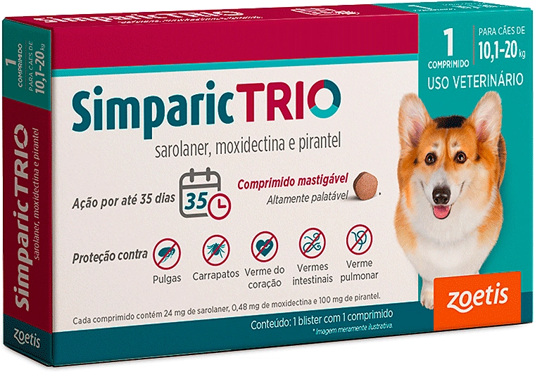 Simparic Trio 24 mg (Cães 10,1 a 20 kg)