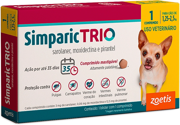 Simparic Trio 3 mg (Cães 1,5 a 2,5 kg)