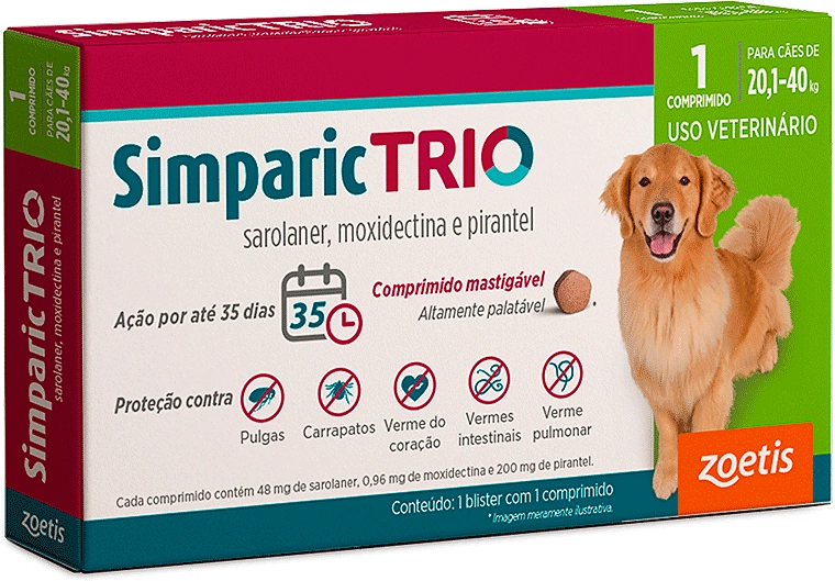 Simparic Trio 48 mg (Cães 20,1 a 40 kg)