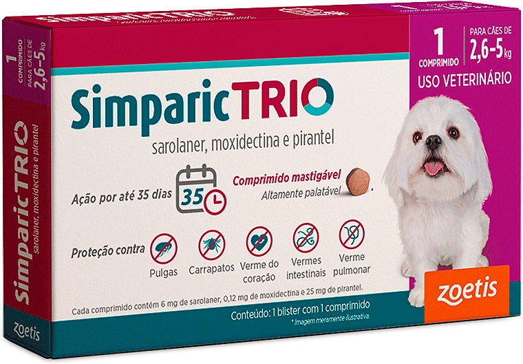 Simparic Trio 6 mg (Cães 2,6 a 5 kg)