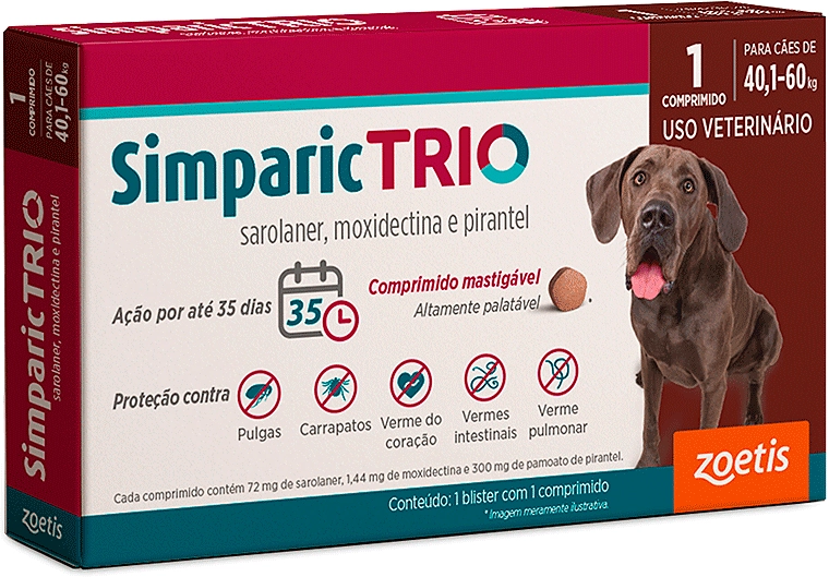 Simparic Trio 72 mg (Cães 40,1 a 60 kg)