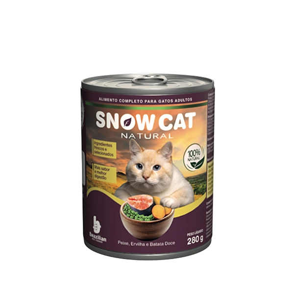 Enlatado Snow Cat Natural Peixe, Ervilha e Batata Doce