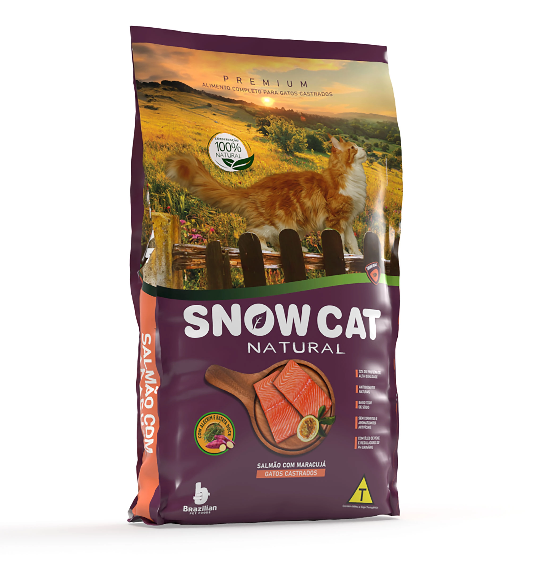 Ração Snow Cat Natural Salmão com Maracujá