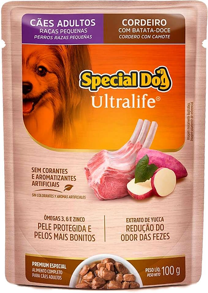 Ração Úmida Special Dog Sachê Cordeiro com Batata Doce para Cães Adultos Raças Pequenas