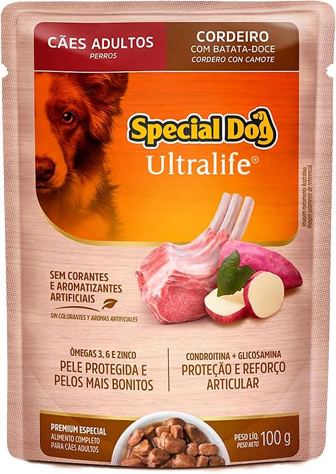 Ração Úmida Special Dog Sachê Cordeiro com Batata Doce para Cães Adultos
