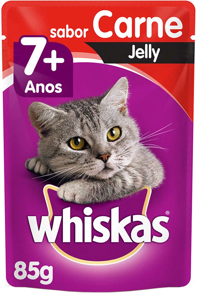 Ração Úmida Whiskas Sachê Carne Jelly para Gatos Adultos Sênior 7 + Anos