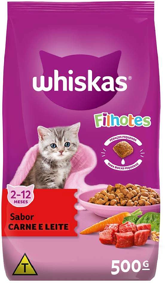 Ração Whiskas Carne e Leite para Gatos Filhotes